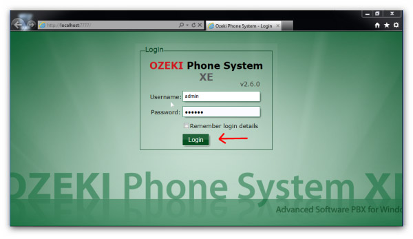 login page