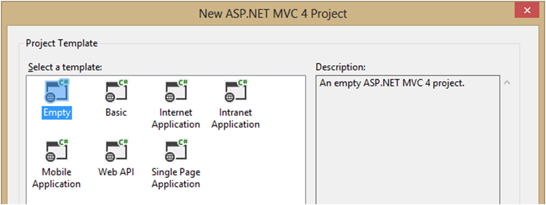 empty poject template in visual studio