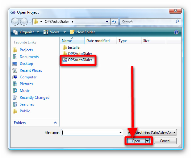 opening projectfile